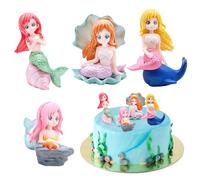 Mritrit 4 Pezzi Piccole Decorazioni Torta Tema Sirena, Riutilizzabile Topper Sirenetta Torta Compleanno, Cake Topper Sirena per Compleanni