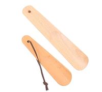 Mritrit Set di calzascarpe in legno di faggio, con manico lungo 20 cm, calzascarpe corto da 14,5 cm, per anziani e adulti, resistente ed ecologico, in legno