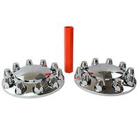 MRJLK Set completo di coperture per asse in ABS cromato, con coprimozzi standard e copridadi da 33 mm a vite per semi camion (2 anteriori)