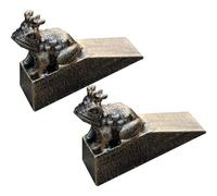 MRKU Fermaporta, Confezione da 2 Pezzi, in ghisa, Cuneo Rustico Resistente, Decorazione a Forma di Rana, per tappeti e Piastrelle.