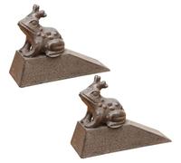 MRKU Fermaporta, Confezione da 2 Pezzi, in ghisa, Cuneo Rustico Resistente, Decorazione a Forma di Rana, per tappeti e Piastrelle.