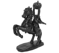 MRKU Statua di Cavaliere Senza Testa di Halloween con Zucca, Scultura Decorativa Horror in Resina, Tutta Nera