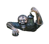 MRKU Zombie con Lanterna Solare a LED, Statue da Giardino in Resina, Statue di gnomi da Giardino ispirate a Film Horror per Esterni, Patio, Cortile e Prato.