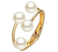 MRLSB Braccialetto rigido con perle da donna, in oro grosso e perle, gioiello da donna, alla moda, aperto, minimalista, alla moda, elegante, accessorio da indossare tutti i giorni, regalo di nozze