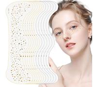 Mrltau 12 tatuaggi glitterati per viso con lentiggini, glitter per tatuaggi con lentiggini e lentiggini, con glitter per viso oro, glitter argento, viso