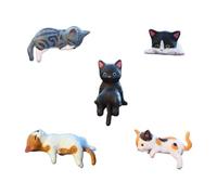 Mrltau 5 Pcs Simpatiche Mini Figure Gatto per Decorazione Interna Auto, Cute Car Accessories Interior, Decorazione con Gatto per Specchietto Retrovisore, Animali in Miniatura, Mini Figure (nero)