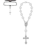 Mrltau Rosario per specchietto retrovisore, decorazione per auto Christopherus, portafortuna auto, ciondolo per specchi, idea regalo per auto, rosario