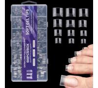 Mrltau Soft Gel Nails Unghie per Piedi da Incollare, Unghie per Piedi, Square Toe Nail Tips, Unghie per Piedi Adesive, Set di Tip per Unghie, Press On Toe Nails French (12 misure)