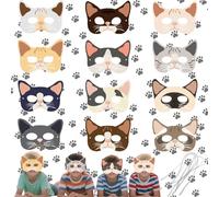 MRMIAN 12 Maschere di Gatti, Maschere di Animali, Maschere di Carnevale di Animali, Regali di Compleanno - Possono Essere Utilizzate per Feste a Tema Animale, Feste di Compleanno, taglia 18-20 cm