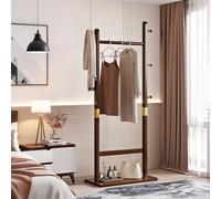 MRMRMNR Stand Appendiabiti in Legno, Attaccapanni da Terra con Ripiani e Ganci, Porta Abiti Verticale Salvaspazio, Organizzatore Multifunzionale per Camera e Ingresso, H : 162/163 CM