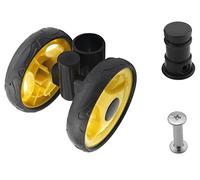 MroMax 1 set di ruote per passeggino da 9,2 cm x 18 mm, per tubi circolari da 19 mm, ruota girevole in plastica di ricambio per passeggino e passeggino per animali domestici, nero e giallo