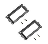 MroMax 10 pezzi cornice per etichette in metallo, 64 x 31 mm nero porta carte con viti per ufficio biblioteca mobili schedari cassetto armadietto