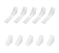 MroMax 10 staffe angolari in plastica bianca in nylon a forma di L, con tappo di copertura, 4 x 4 x 2,2 cm (lunghezza x larghezza x altezza), supporto ad angolo retto a 4 fori per riparazione