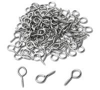 MroMax 100 viti autofilettanti da 1,7 cm, color argento, placcati in rame, ganci da soffitto, ganci per tazze, ganci per piante, ganci a occhiello con estremità aperta, per casa, ufficio e posto di