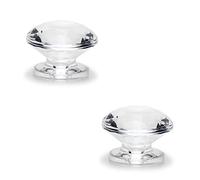 MroMax 2 pomelli piccoli in acrilico diamantato, mini manopole autoadesive, diametro 19 mm, pomello trasparente lucido, decorazione carina per portagioie, custodia regalo e scatola per il trucco