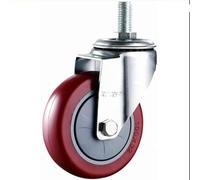 MroMax 2 Pz 100mm Ruote Ruote Dia 130Kg Poliuretano PU Ruote Ruote M16 Filettatura Ferro Freno Bloccaggio Industriale per Carrello