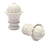 MroMax - 2 terminali per asta della tenda con testa cava, in plastica, diametro interno 26-28 mm, colore: Bianco 2PCS Lotus head White
