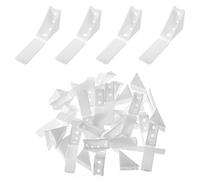 MroMax 20 staffe angolari in plastica bianca in nylon a forma di L, con tappo di copertura, 4 x 4 x 2,2 cm (lunghezza x larghezza x altezza), supporto ad angolo retto a 4 fori per riparazione