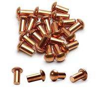 MroMax 20Pcs M6 Testa Rotonda Rame Solido Rivetti Fissaggio 0,6 cm Diametro x 1,2 cm Lunghezza per Applicazioni Elettriche Finitura Rame Tono Rame