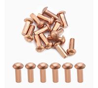 MroMax 20Pcs M6 Testa Rotonda Rame Solido Rivetti Fissaggio 0,6 cm Diametro x 1,6 cm Lunghezza per Applicazioni Elettriche Finitura Rame Tono Rame
