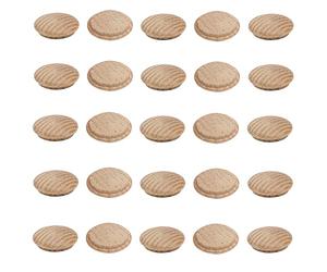 MroMax 25 tappi rotondi per bottoni in legno di quercia, diametro 2,3 cm, per mobili, 23 mm, per fori per viti, decorazioni per mobili, lavorazione del legno