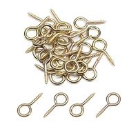 MroMax 25 viti autofilettanti da 2,6 cm, color oro, placcati in rame, ganci da soffitto a vite, ganci per tazze, ganci per piante, ganci a occhiello con estremità aperta, per casa, ufficio e posto di