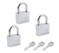 MroMax 3 lucchetti con chiave, 4 cm di larghezza, lucchetti in ferro con chiave uguale a fascio corto per armadietti da palestra o scuola, cassetti e schedari