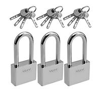 MroMax 3 lucchetti con chiave, larghezza 5 cm, lucchetto in ferro, con chiave a fascio lungo diverso per armadietti da palestra o scuola, cassetti e armadietto per archivio