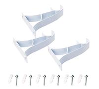 MroMax 3 staffe per asta per tende, in lega di alluminio, 95 x 80 x 16 mm, supporto singolo per asta da 25-28 mm, colore: bianco