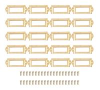 MroMax 30 pezzi cornice per etichette in metallo, 60 x 23 mm oro porta carte con viti per ufficio biblioteca mobili schedari cassetto armadietto