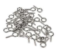 MroMax 50 viti autofilettanti da 2,2 cm, placcati in rame color argento, ganci da soffitto a vite, ganci per tazze, ganci per piante, ganci a occhiello aperti per casa, ufficio e posto di lavoro