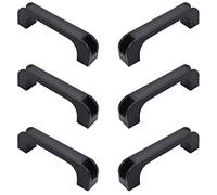 MroMax 6 maniglie in plastica da 12 cm, fori centrali da 120 mm, quadrati, lunghezza 138 mm, per bagagli, attrezzature meccaniche, armadietti, maniglie nere