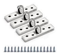 MroMax Cerniera girevole per porta, lunghezza 75 mm, rotazione a 360 gradi, cerniera a perno in acciaio inox, per porte nascoste, armadi e armadi, argento, 4 pezzi