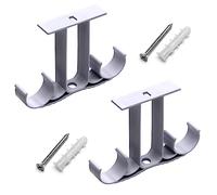 MroMax Confezione da 2 staffe per aste per tende da soffitto, doppie staffe per asta per tendaggi, in lega di alluminio, resistenti, colore bianco