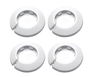 MroMax Confezione da 4 copritanchi in plastica PP bianco da 40 mm per decorazione del termosifone - Cappuccio a scatto per scarico lavandino e tubi di ventilazione - Per nascondere gli spazi e