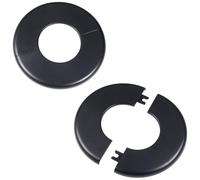 MroMax Flangia divisa da parete per tubo da 51 mm di diametro, in ABS, rotonda, autoadesiva, copertura decorativa per tubi dell'acqua, rubinetto, decorazione per fori da parete, 2 pezzi (nero)