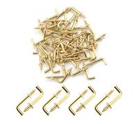 MroMax Ganci a vite in oro da 1/2 "50 ganci a forma di L, in acciaio al carbonio, 1 forma ad angolo retto, placcati in ottone, ganci a vite a 7 forme, gancio autofilettante per casa, posto di lavoro