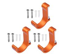 MroMax Gancio da parete, ganci appendiabiti in lega di alluminio con viti, gancio singolo per appendere accappatoio, cappotto, chiavi e borsa, arancione 3 pezzi