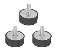 MroMax M10 - Supporti cilindrici in gomma per ammortizzatori con borchie, 50 x 20 mm, colore: nero e argento, 3 pezzi