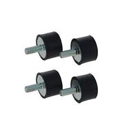 MroMax M4 - Supporti cilindrici in gomma per ammortizzatori con borchie, 15 x 10 mm, colore nero e argento, 4 pezzi