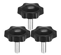 MroMax - Manopole a vite con impugnatura a stella, M6 × 16 mm, filettatura maschio, colore nero, 3 pezzi