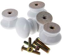 MroMax - Manopole rotonde in legno, diametro 27,5 mm, per mobili da cucina, per cassettiere, cassetti, armadi, 10 pezzi, colore: bianco