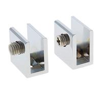 MroMax - Morsetto per mensola in vetro, 2 pezzi, colore argento, 21 x 40 x 16 mm (lunghezza x larghezza x altezza)., MRO190831D-0097, 27,5 x 27,5 x 17 mm (lunghezza x larghezza x altezza)., 2Pcs