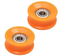 MroMax Puleggia in plastica in nylon a forma di U, 6 x 30 x 13 mm, con cuscinetto di guida, puleggia rotaia a sfere per guida di apparecchiature meccaniche, porte e finestre arancioni, 2 pezzi