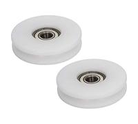 MroMax Puleggia in plastica nylon U, ruota U, 8x50x12 mm, cuscinetto a sfera guidamento apparecchiature meccaniche porte finestre, bianco