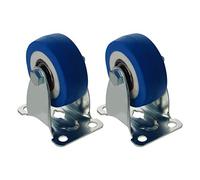 MroMax Rotelle fisse di diametro 50 mm, ruote rigide montate su piastra superiore, ruote in poliuretano blu, 2 pezzi