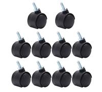 MroMax - Ruote girevoli da 1,15", con filettatura a 360°, M6 x 15 mm, colore: nero, 10 pezzi
