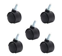 MroMax - Ruote girevoli da 1,15", con filettatura a 360°, M6 x 15 mm, colore: nero, 5 pezzi