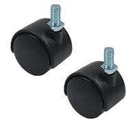 MroMax Ruote girevoli da 1,4 cm, in plastica a 360 gradi, 8 mm x 15 mm, con stelo filettato, doppia ruota, 37 mm, per sedia da ufficio, ripiano per prodotti senza freno, 10 pezzi