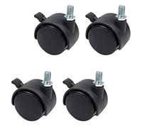 MroMax Ruote girevoli da 4,5 cm in nylon con rotazione a 360 gradi, con stelo filettato per mobili, ruote con freno, 4 pezzi
